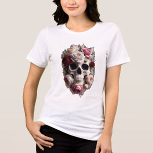 A skull made of blooming roses Tri-Blend shirt