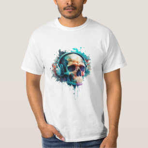 A skull wearing headphones enjoy the life! T-Shirt