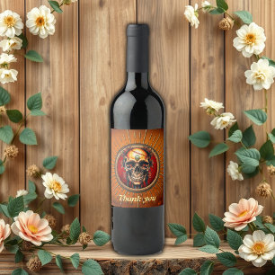 A skull wine label