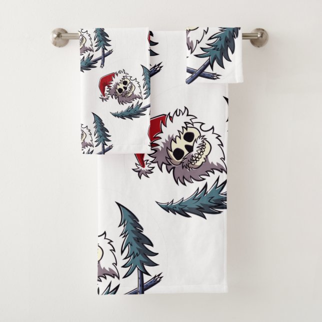 a skull with beard in Santa Claus hat Bath Towel Set (Insitu)