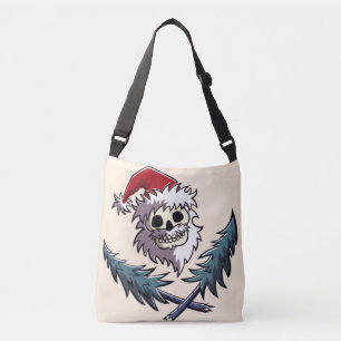 a skull with beard in Santa Claus hat Crossbody Bag