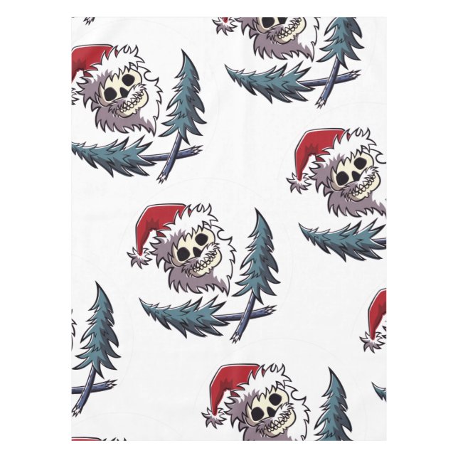 a skull with beard in Santa Claus hat Tablecloth (Front)
