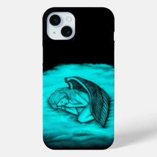 A sleeping Angel , Black and Green Design iPhone 15 Mini Case