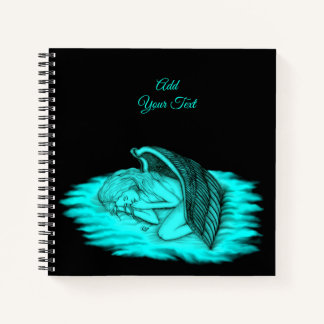 A sleeping Angel , Black and Green Design Notebook