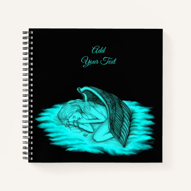 A sleeping Angel , Black and Green Design Notebook (Front)