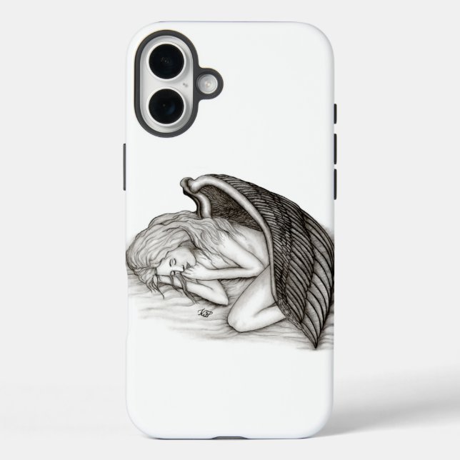 A sleeping Angel , black and white Case-Mate iPhone Case (Back)