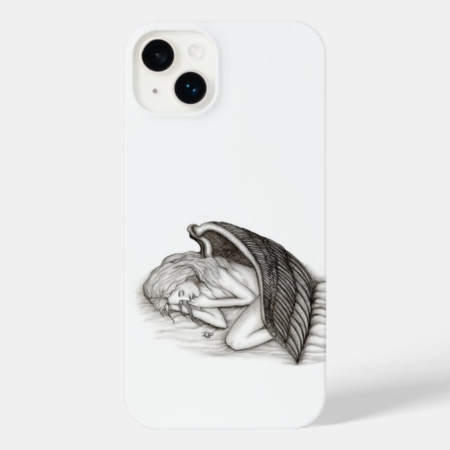 A sleeping Angel , black and white design iPhone Case (Back)