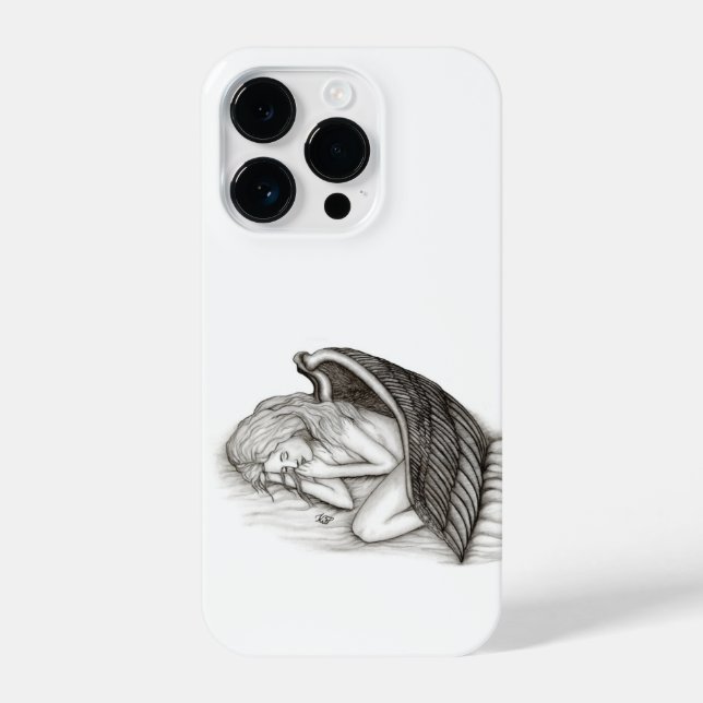 A sleeping Angel , black and white design iPhone Case (Back)