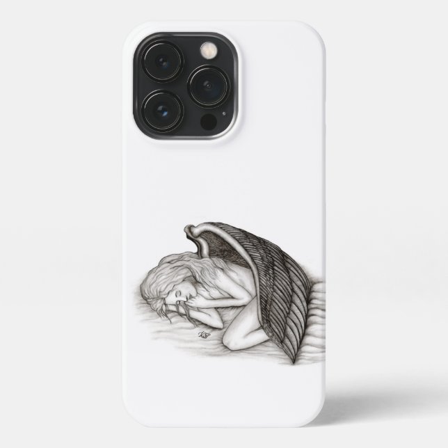 A sleeping Angel , black and white design iPhone Case (Back)
