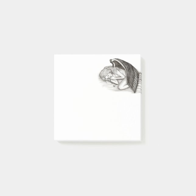 A sleeping Angel , Black and white Design Post-it Notes (Front)
