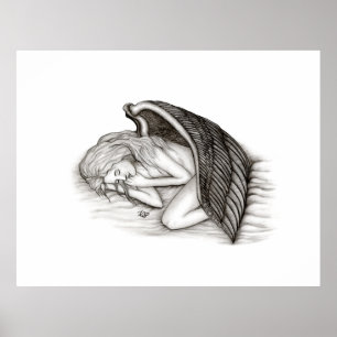 A sleeping Angel , black and white Poster