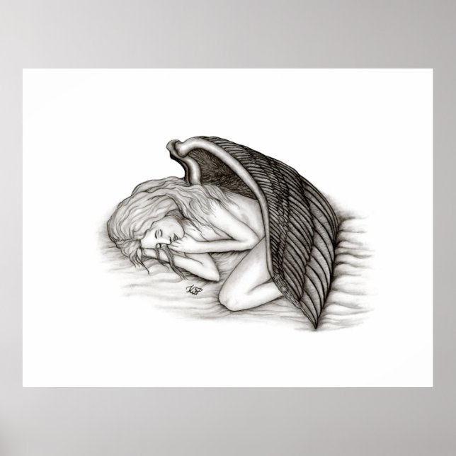 A sleeping Angel , black and white Poster (Front)