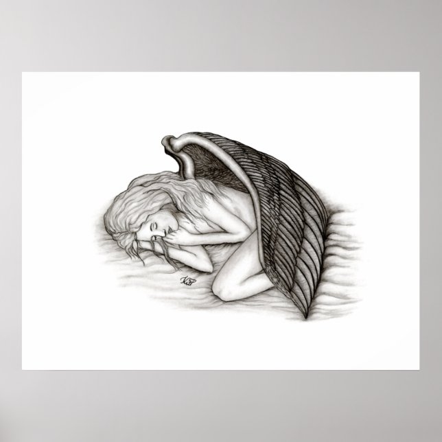 A sleeping Angel , black and white Poster (Front)