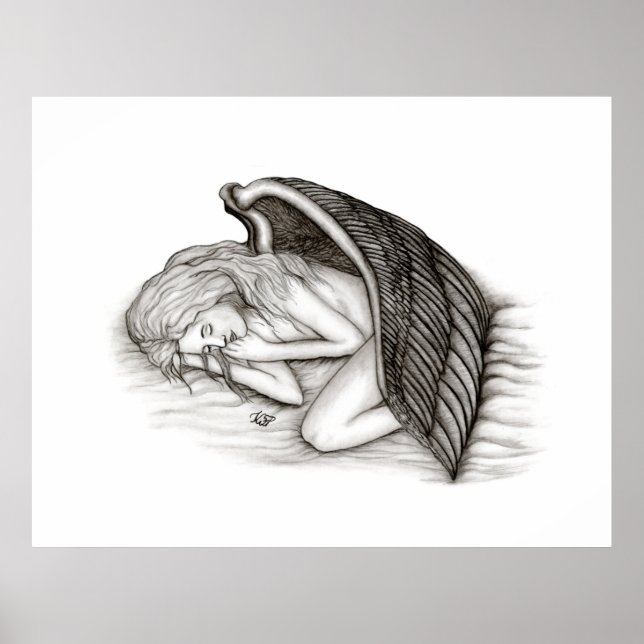 A sleeping Angel , black and white Poster (Front)
