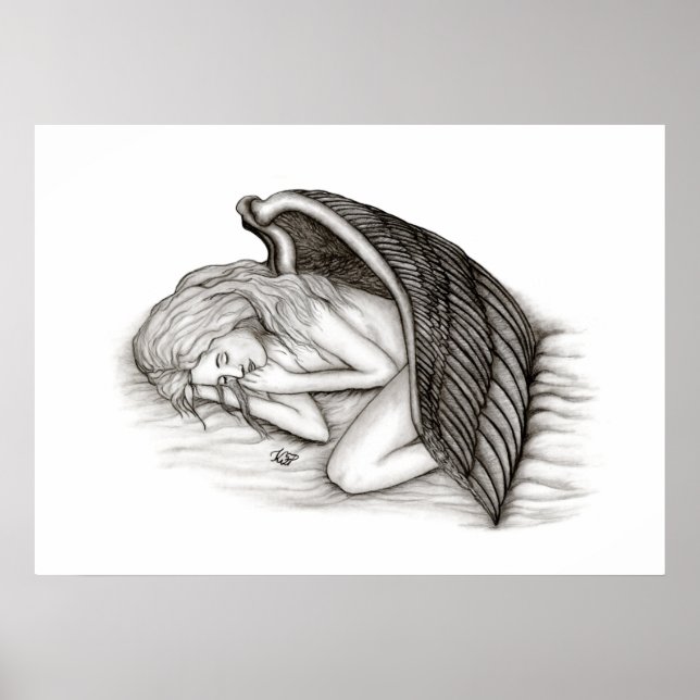 A sleeping Angel , black and white Poster (Front)