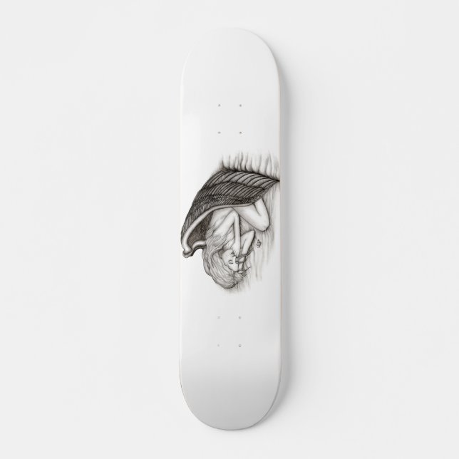 A sleeping Angel , black and white Skateboard (Front)