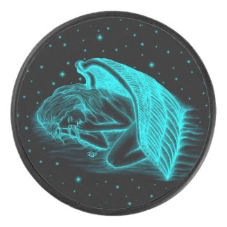 A sleeping Angel Hockey Puck