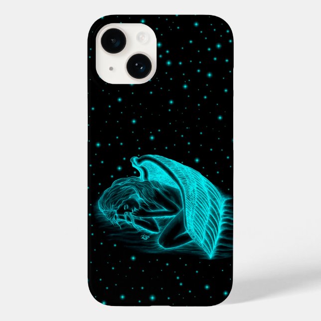 A sleeping Angel in black and green Design Case-Mate iPhone Case (Back)