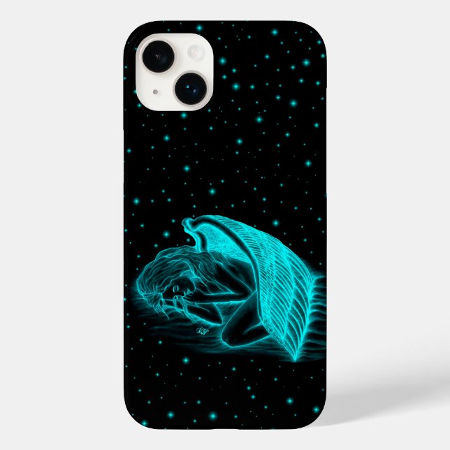 A sleeping Angel in black and green design Case-Mate iPhone Case (Back)