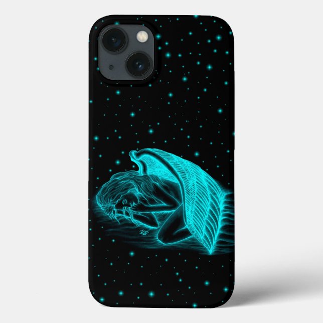 A sleeping Angel in black and green design Case-Mate iPhone Case (Back)