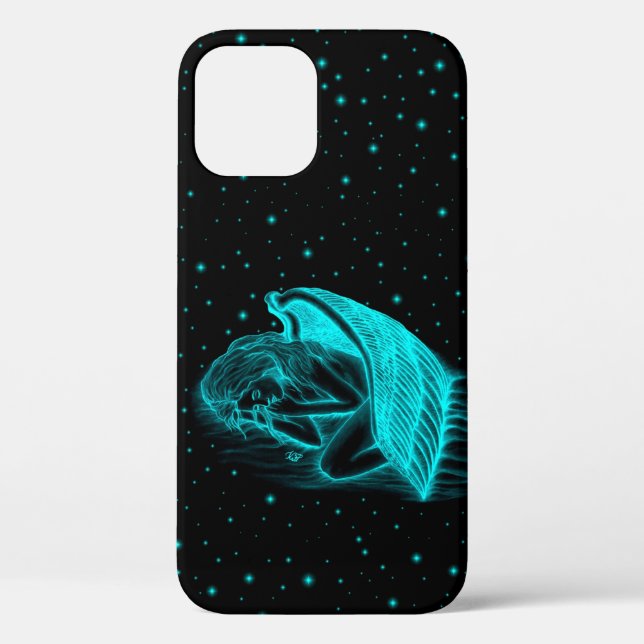 A sleeping Angel in black and green design Case-Mate iPhone Case (Back)