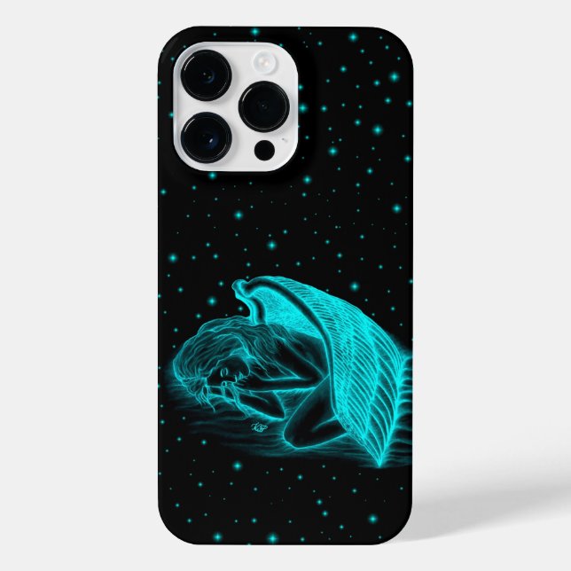 A sleeping Angel in black and green design iPhone Case (Back)