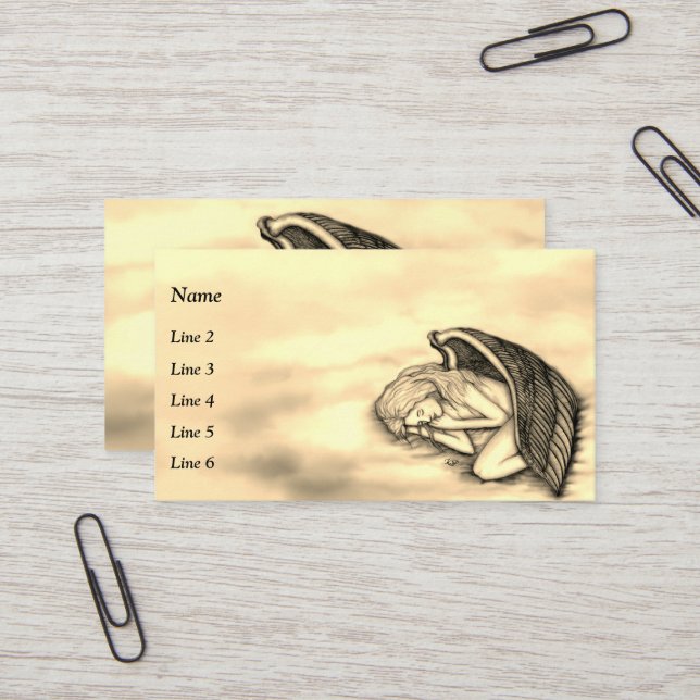 A sleeping Angel on the heavens clouds Business Card (Front/Back In Situ)