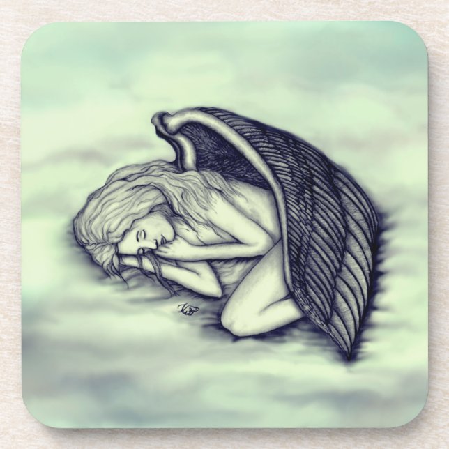 A sleeping Angel on the heavens clouds Coaster (Front)