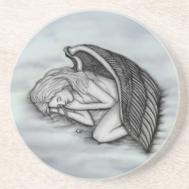 A sleeping Angel on the heavens clouds Coaster (Front)