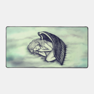 A sleeping Angel on the heavens clouds Desk Mat