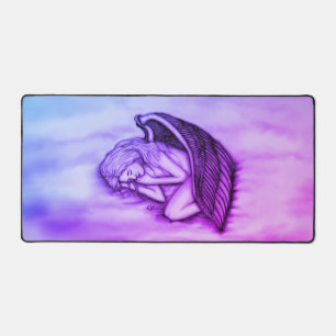 A sleeping Angel on the heavens clouds Desk Mat