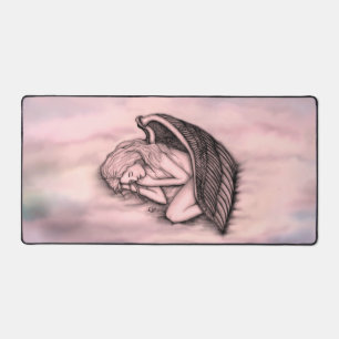 A sleeping Angel on the heavens clouds Desk Mat