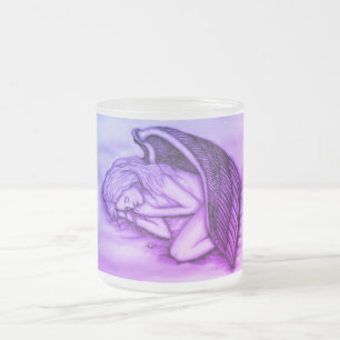 A sleeping Angel on the heavens clouds Frosted Glass Coffee Mug