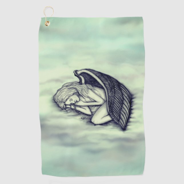 A sleeping Angel on the heavens clouds Golf Towel (Front)