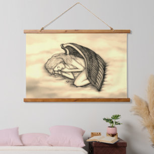 A sleeping Angel on the heavens clouds Hanging Tapestry