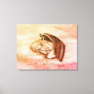 A sleeping Angel on the heavens clouds in marmor Canvas Print
