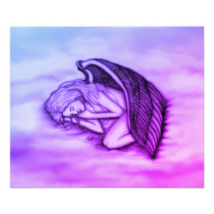 A sleeping Angel on the heavens clouds in pink Photo Print