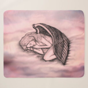 A sleeping Angel on the heavens clouds in rose Sherpa Blanket