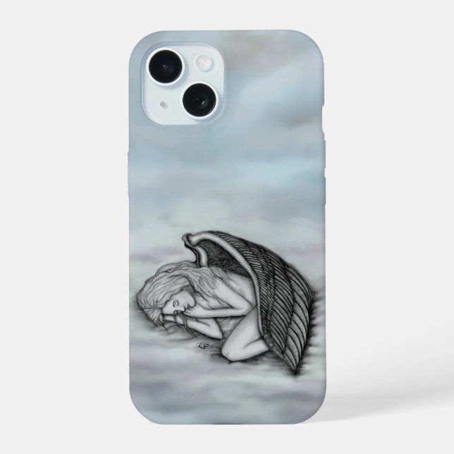 A sleeping Angel on the heavens clouds iPhone 15 Case (Back)