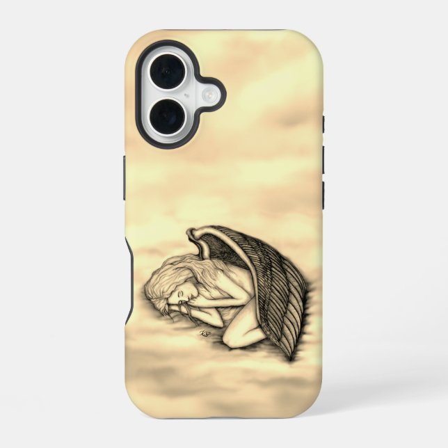 A sleeping Angel on the heavens clouds iPhone 16 Case (Back)