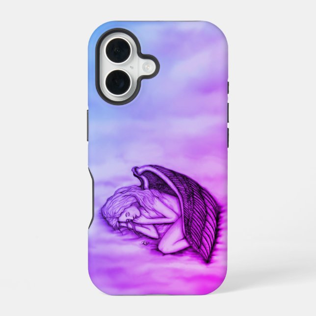 A sleeping Angel on the heavens clouds iPhone 16 Case (Back)