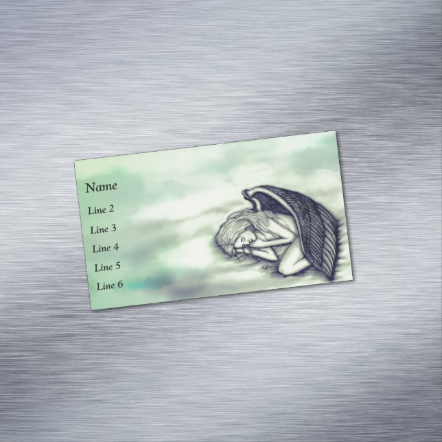 A sleeping Angel on the heavens clouds Magnetic Business Card (In Situ)