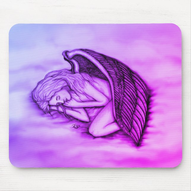 A sleeping Angel on the heavens clouds Mouse Mat (Front)