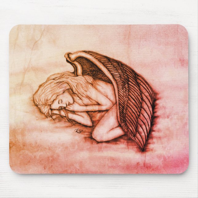 A sleeping Angel on the heavens clouds Mouse Mat (Front)