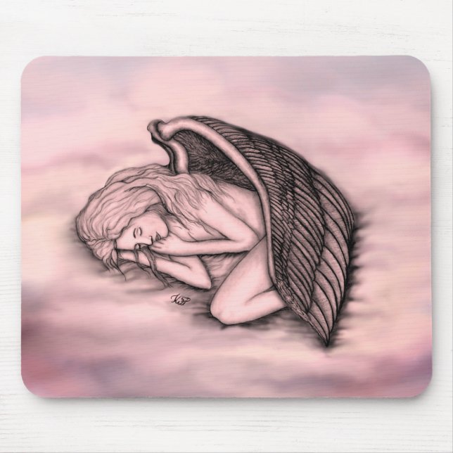A sleeping Angel on the heavens clouds Mouse Mat (Front)