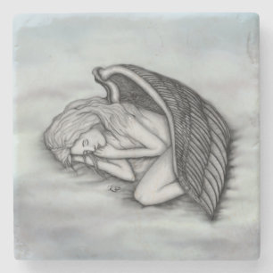 A sleeping Angel on the heavens clouds Stone Coaster