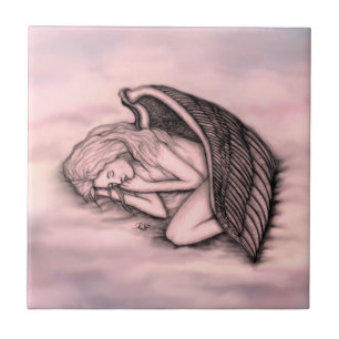 A sleeping Angel on the heavens clouds Tile