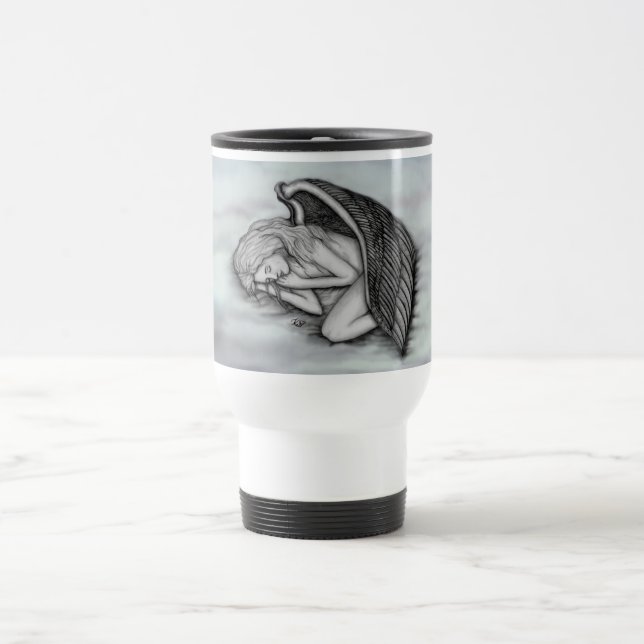 A sleeping Angel on the heavens clouds Travel Mug (Center)