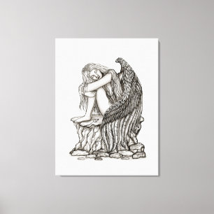 A sleeping Angel on the Stone Canvas Print