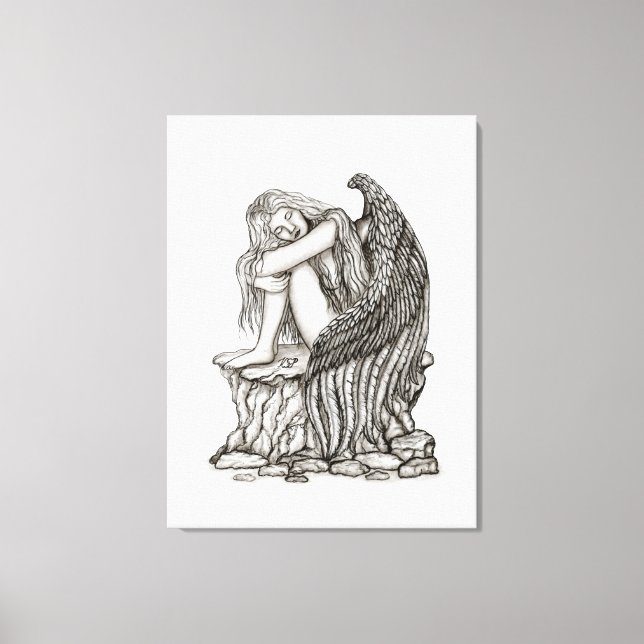 A sleeping Angel on the Stone Canvas Print (Front)